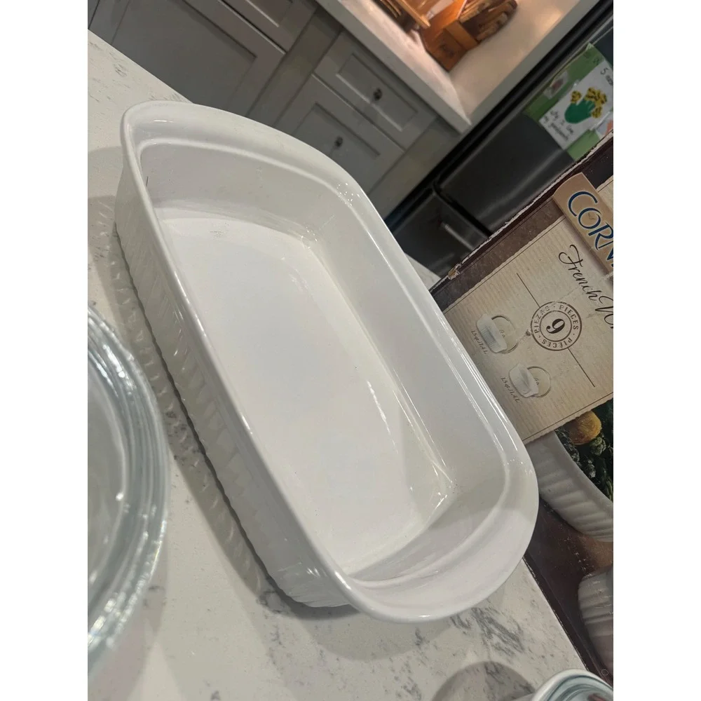 CorningWare French White 9 Piece Bakeware SetStoneware Casserole Dishes WhiteNIB